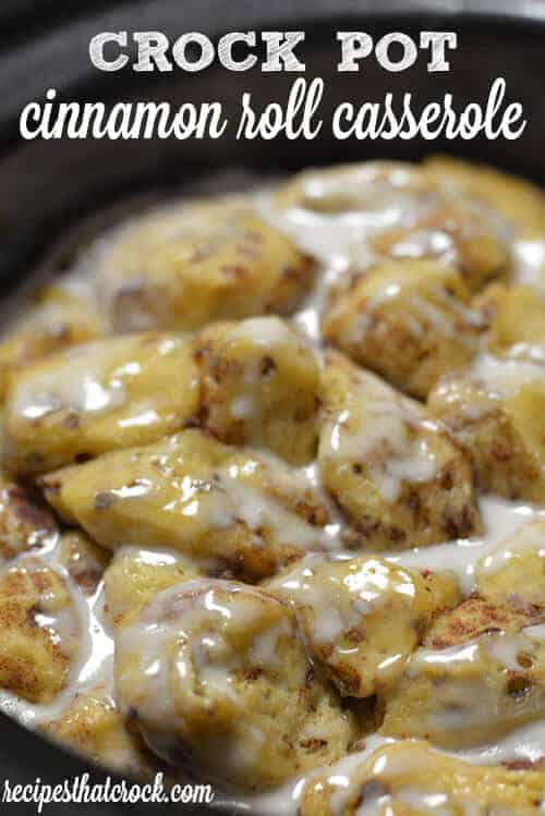 Crock Pot Cinnamon Roll Casserole by Recipes that Crock 