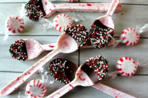 Peppermint spoons collage