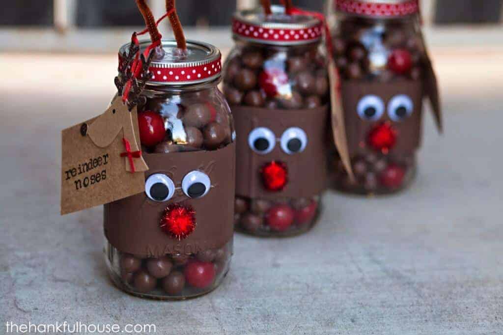 Reindeer Noses Mason Jar Gift by The Hankful House