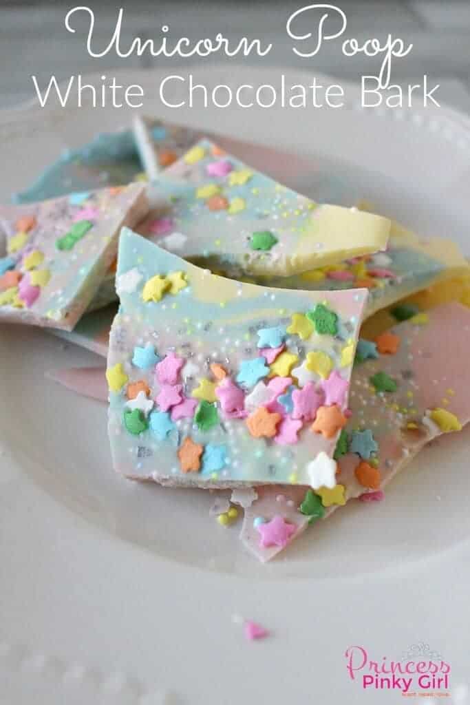 Unicorn Poop White Chocolate Bark - an easy and sparkly rainbow treat