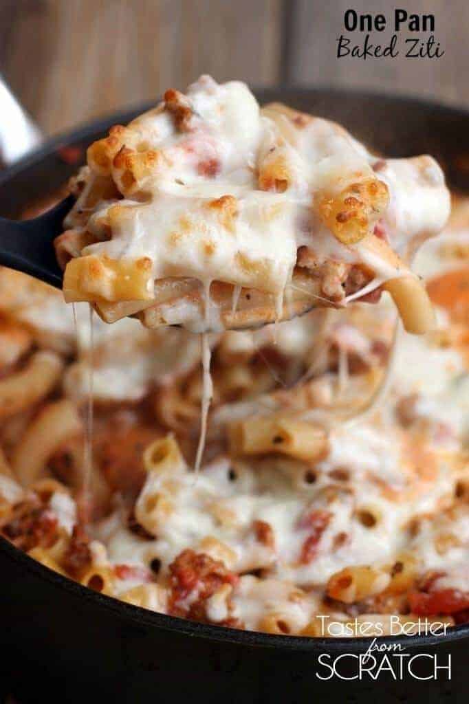 A close up of food, with Baked ziti