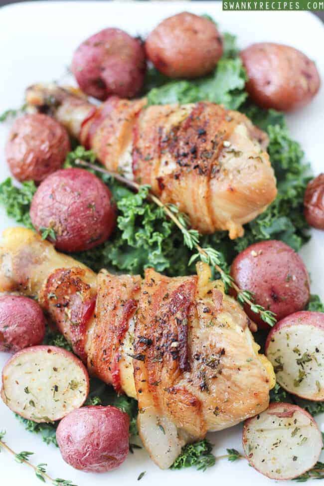 Bacon Wrapped Chicken and Potatoes from Swanky Recipes