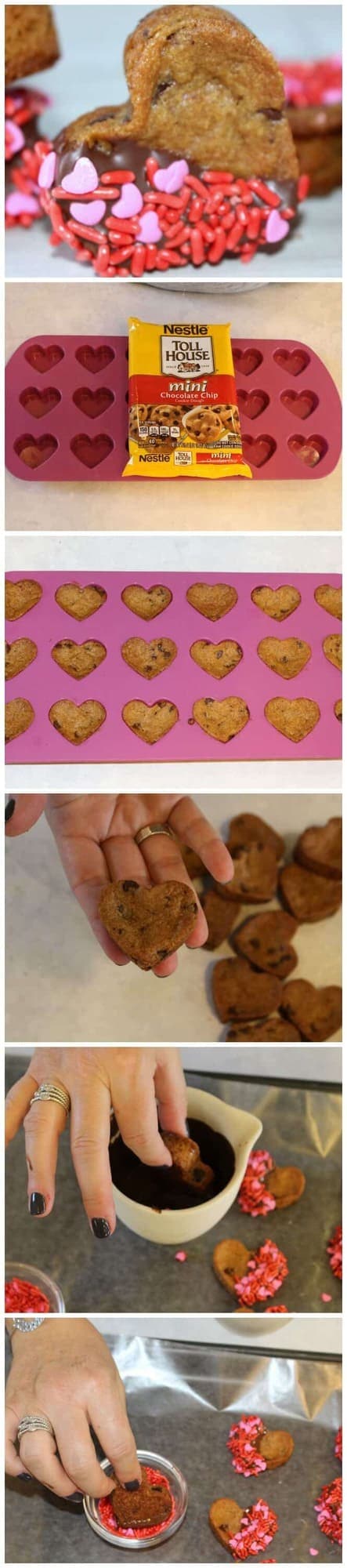 How to make chocolate chip heart cookies for Valentines Day