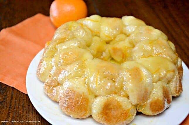 A plate of food, with Monkey bread