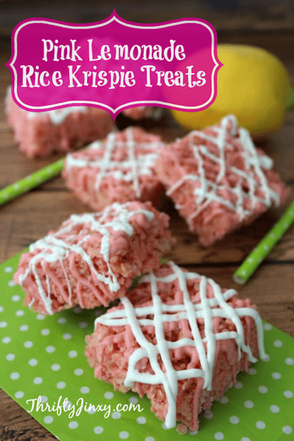 Pink Lemonade Rice Krispie Treats from Thrifty Jinxy