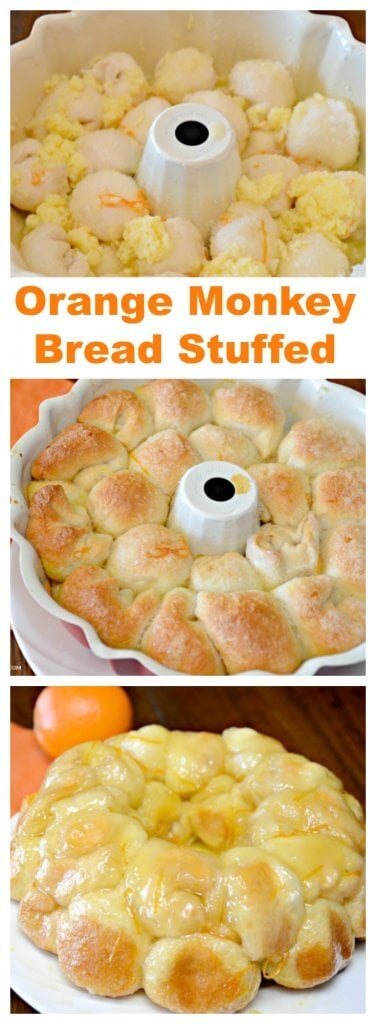 A close up of many different types of food, with Monkey bread