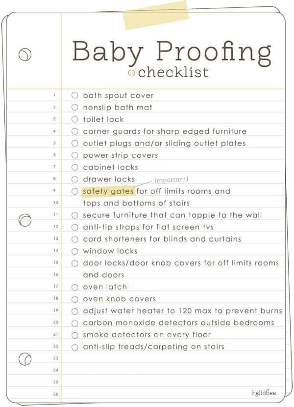 Babyproofing Checklist from Hellobee