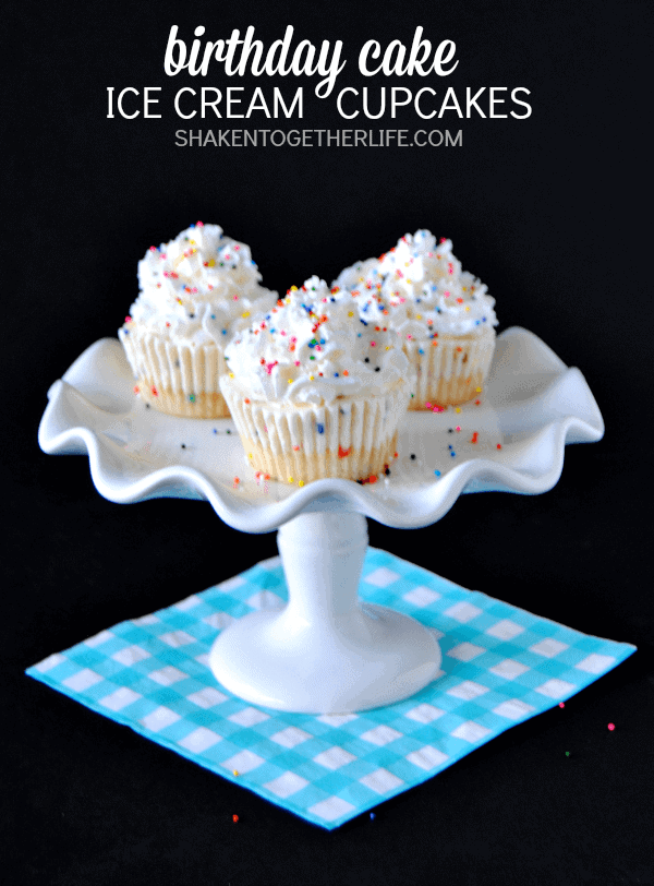 Birthday cake ice cream cupcakes from Shaken Together