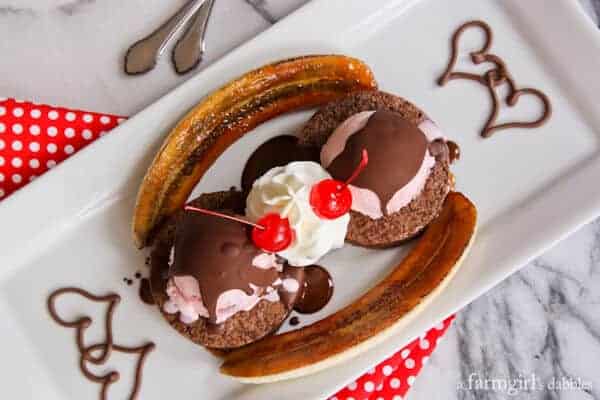 Bruleed Banana Split with Brownies and Magic Shell from A Farm Girls Dabble