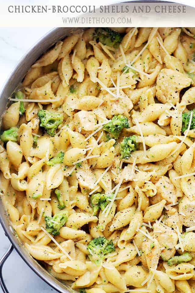 Chicken Broccoli Shells and Cheese 