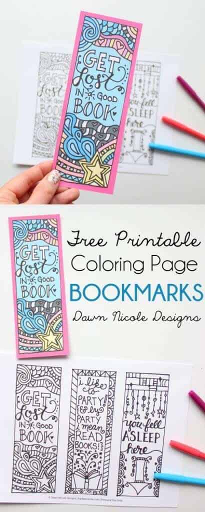 Free Coloring Page Bookmarks for Adults by Dawn Nicole 