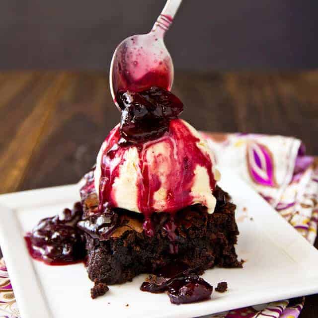 Roasted Cherry Brownie Sundaes from The Brewer and the Baker
