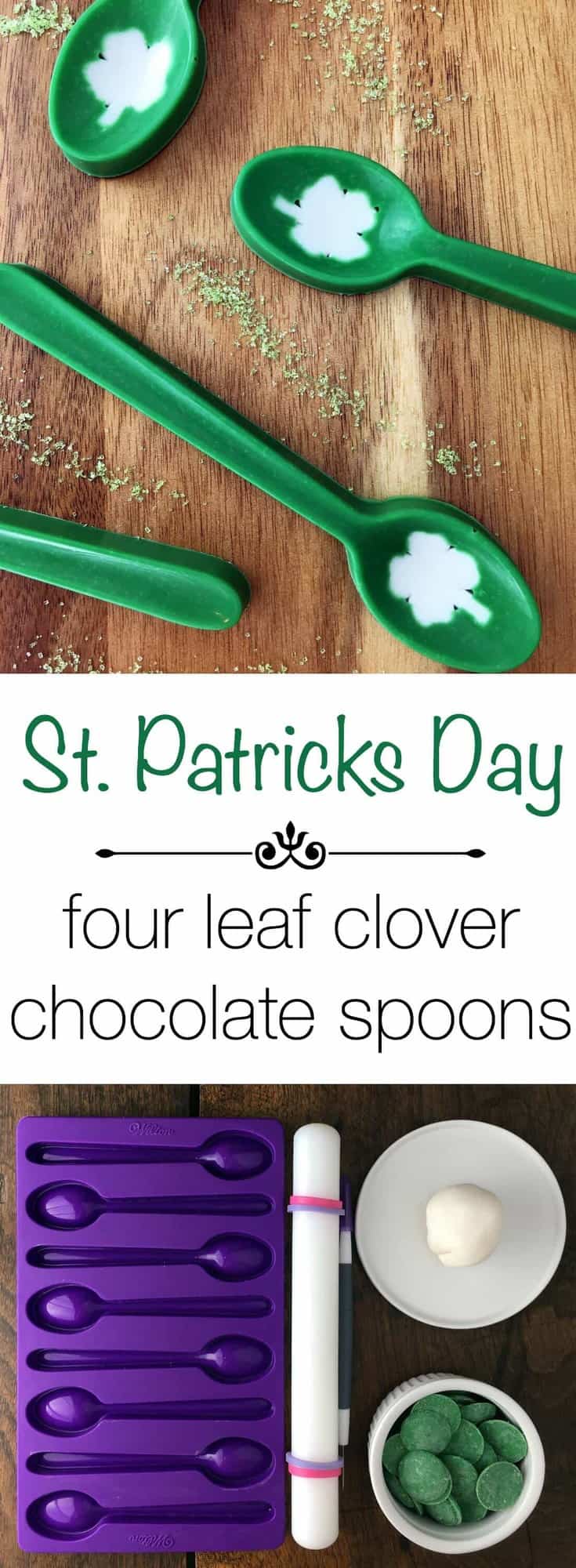 St. Patrick's Day Four Leaf Clover Chocolate Spoons