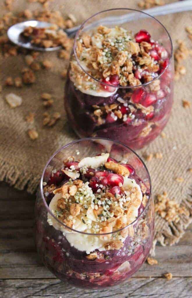 Vegan Acai Parfaits with Fruit by Domesticate Me