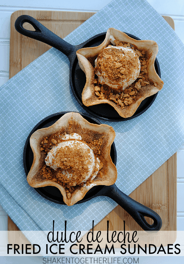 Dulce-de-leche fried ice cream sundaes from Shaken Together Life