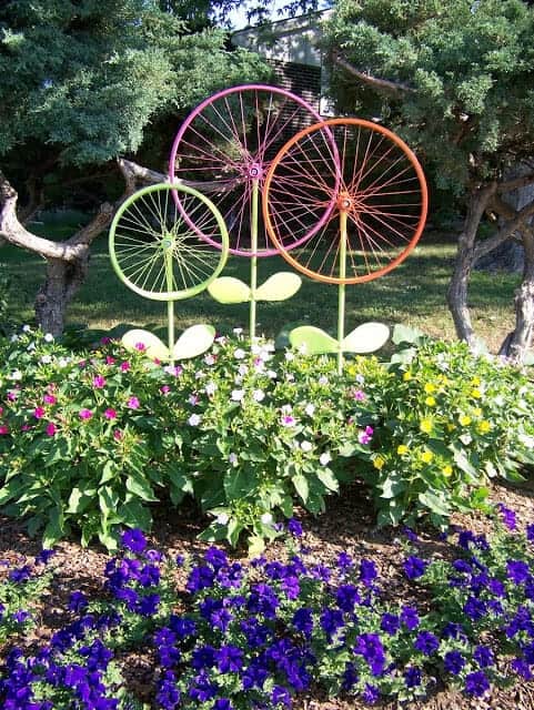 Bicycle Wheel Garden Art by The Hanky Dress Lady