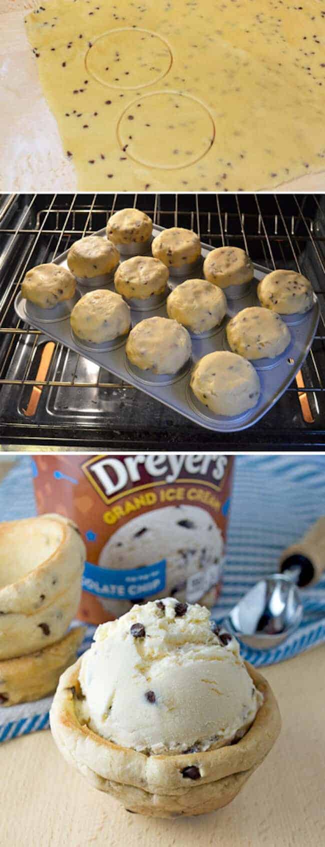 Chocolate Chip Ice Cream Cookie Bowls from Today's Mama