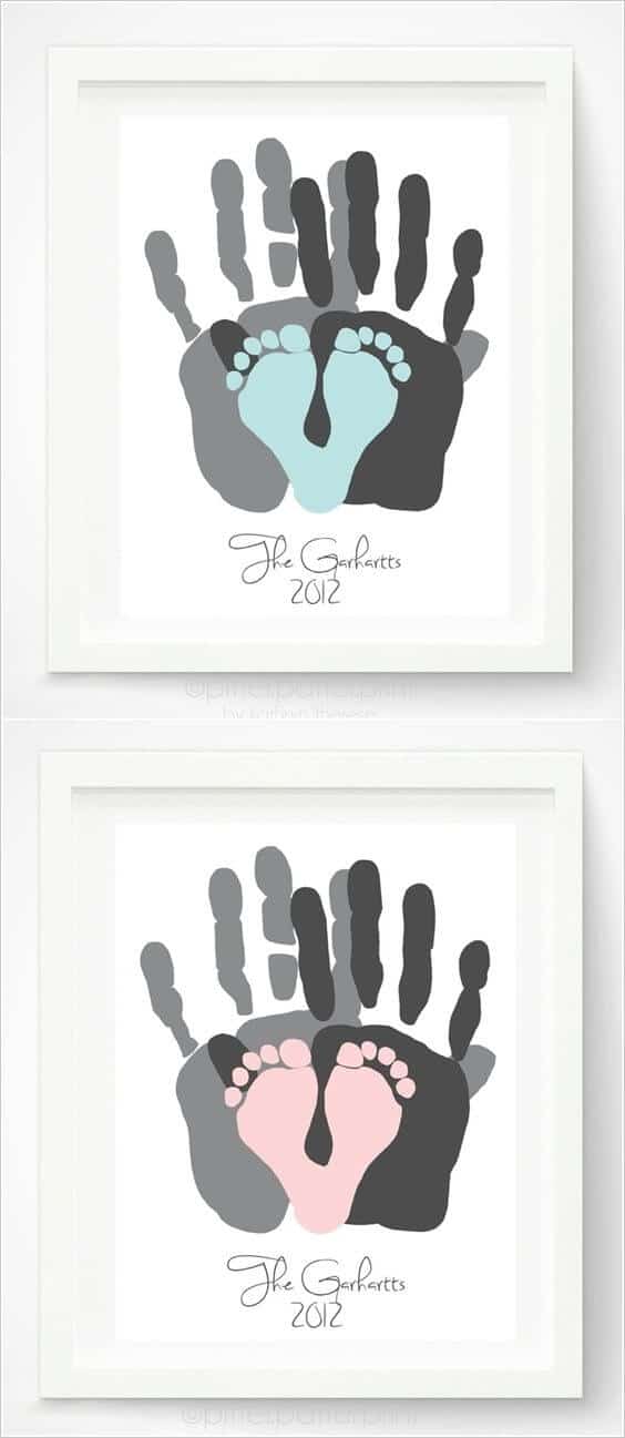 Hand and Footprint Gift Idea via Pitter Platter on Etsy 