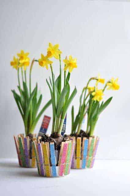 Glittered Clothespin Flower Pot by This Heart of Mine 