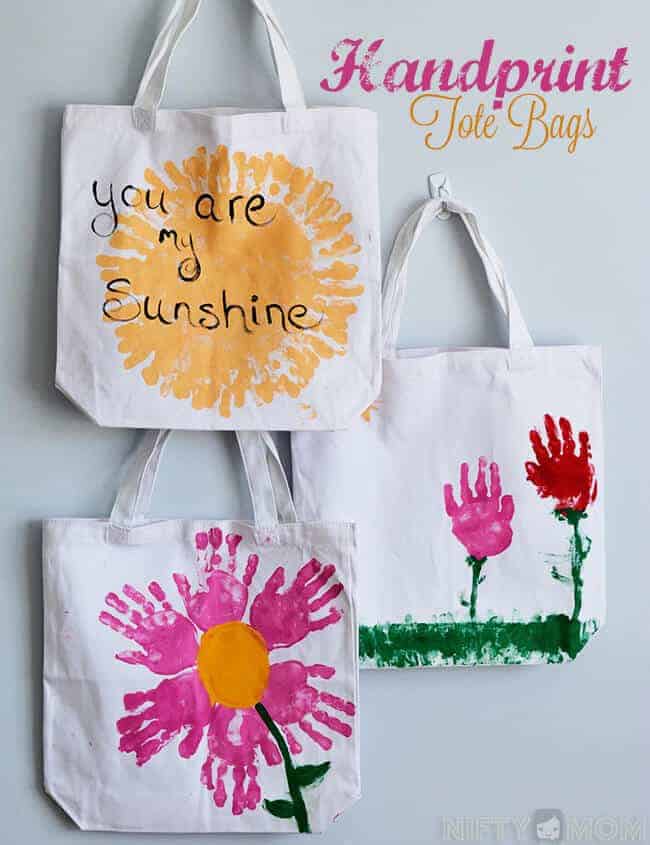 Handprint Tote Bags by Nifty Mom