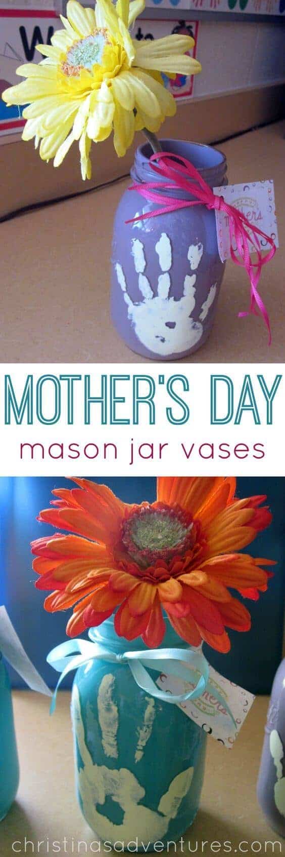 Mother's Day Mason Jar Vases by Christina's Adventures 