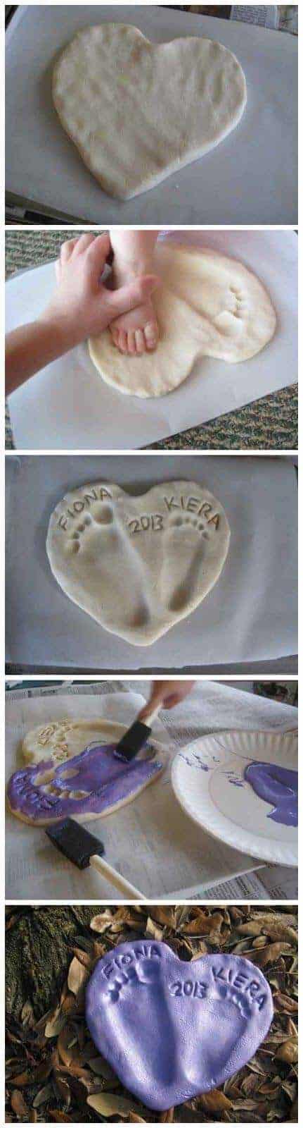 Salt Dough Footprint Heart via Hubpages