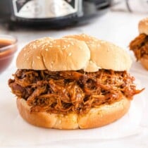 slow cooker pulled BBQ chicken featured image
