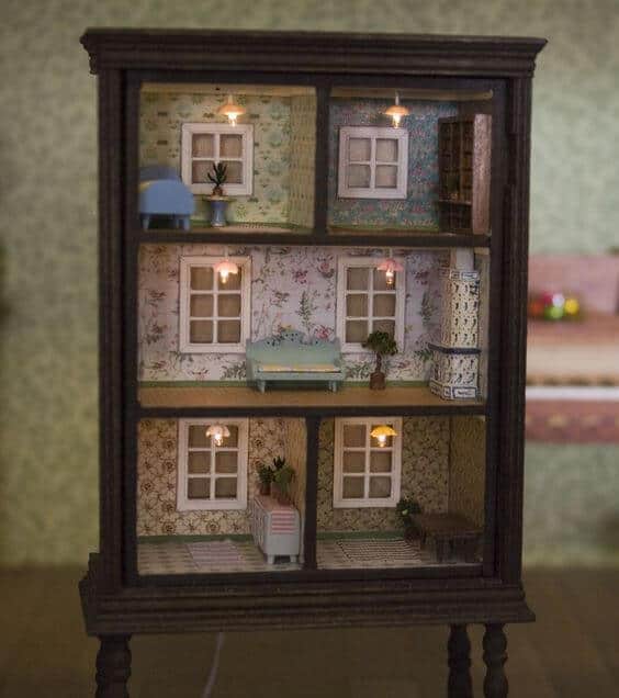 Turn an old dresser into a doll house