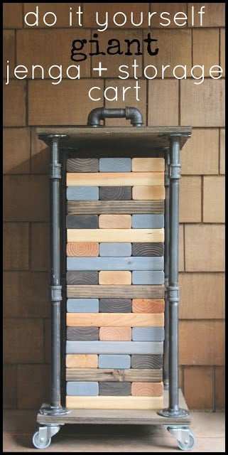 DIY Giant Jenga with Industrial Storage Cart by My Sweet Savannah