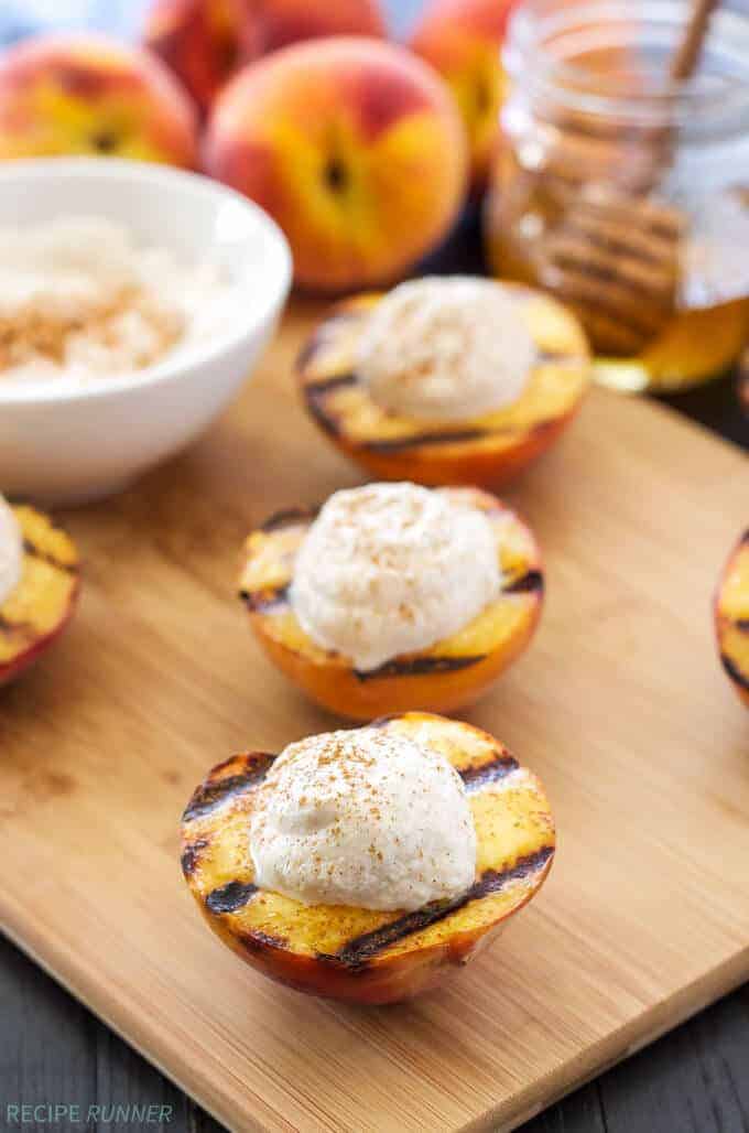 Grilled Peaches with Cinnamon Honey Ricotta 