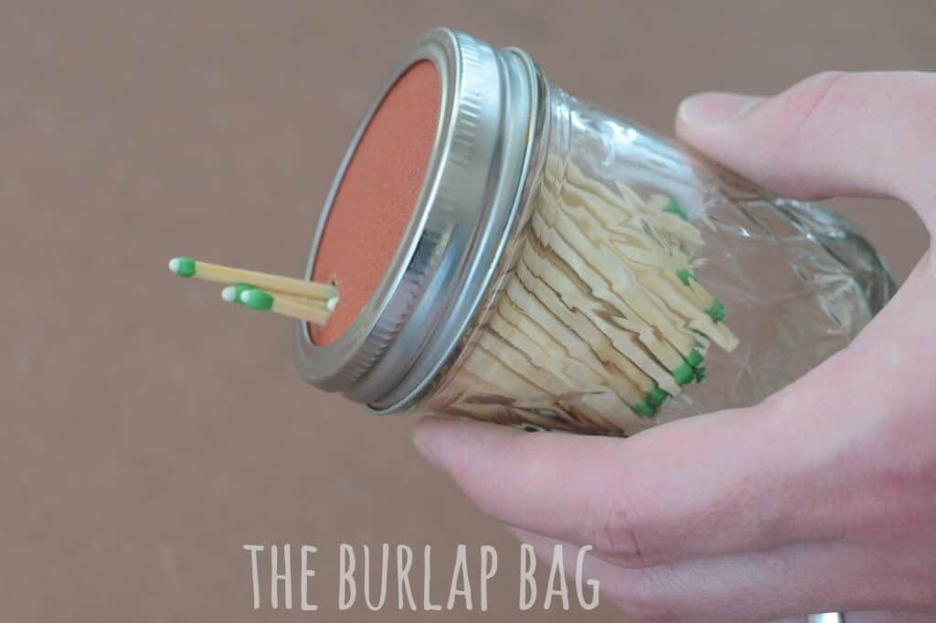 Mason Jar Matches Storage by The Burlap Bag 