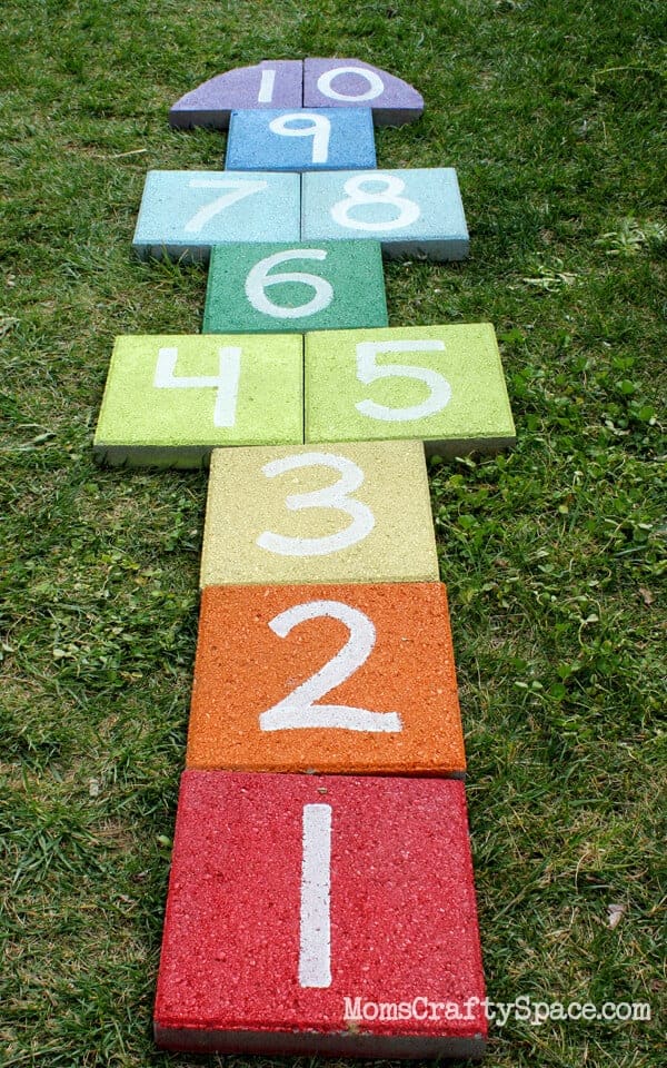 Rainbow Paver Hopscotch by Happiness is Homemade 