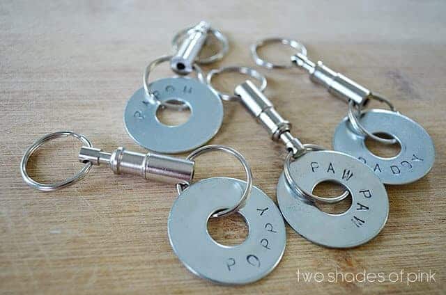 Father's Day Stamped Washer Keychains by Two Shades of Pink