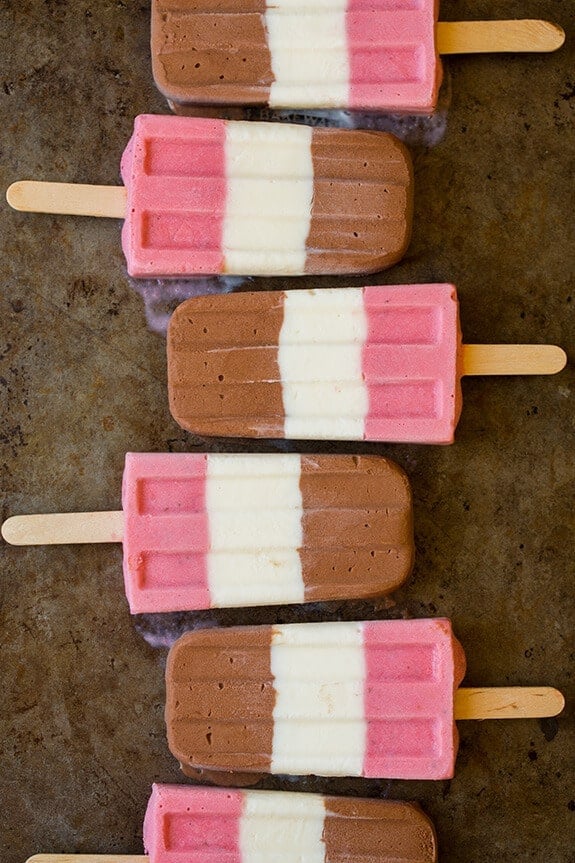Neapolitan Popsicles by Cooking Classy