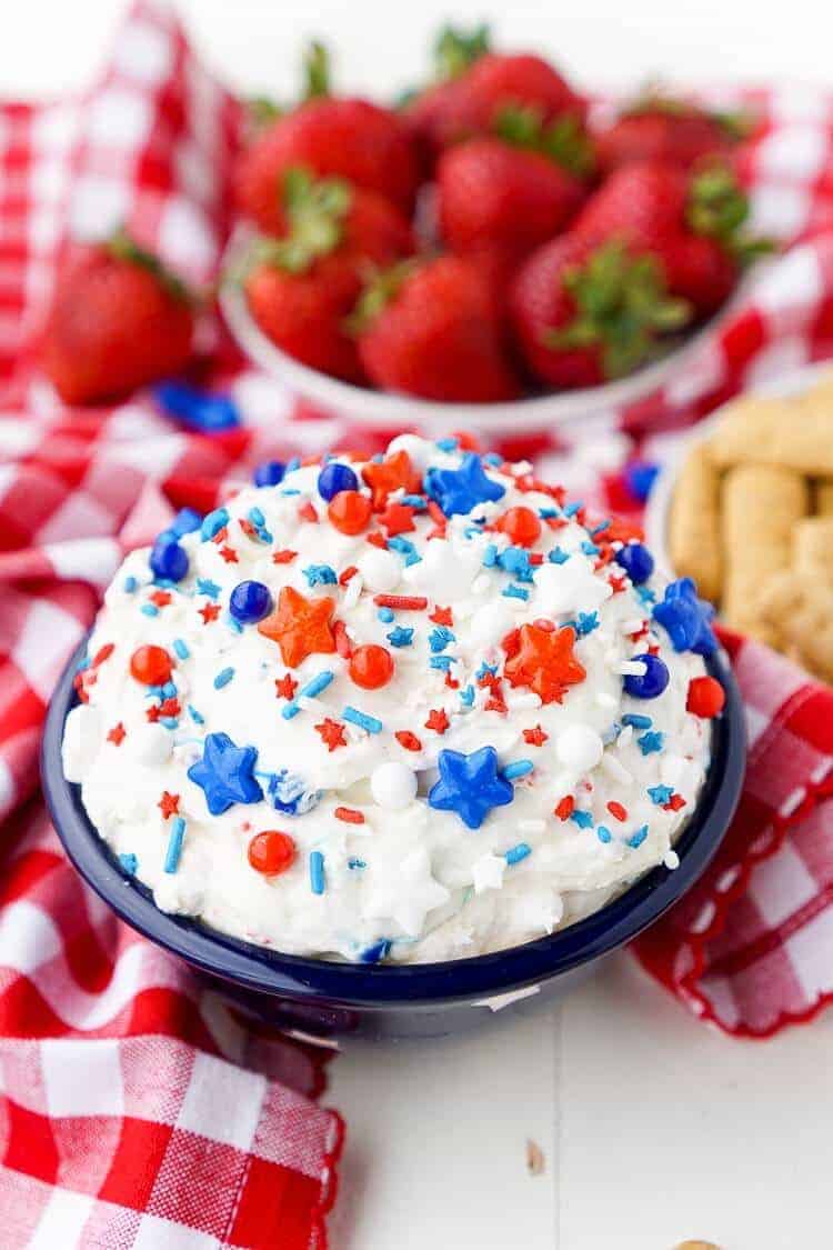 Patriotic Cake Batter Dip by Sugar and Soul