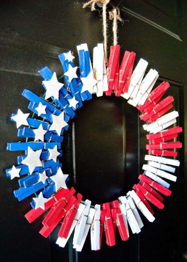 Patriotic Clothespin Wreath by Preciously Paired 