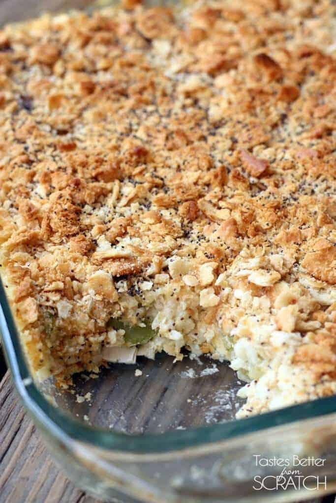 A close up of food, with Chicken and Casserole