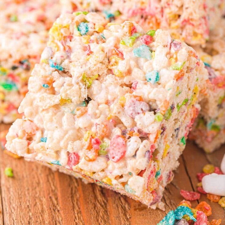 rainbow rice krispie treats featured image