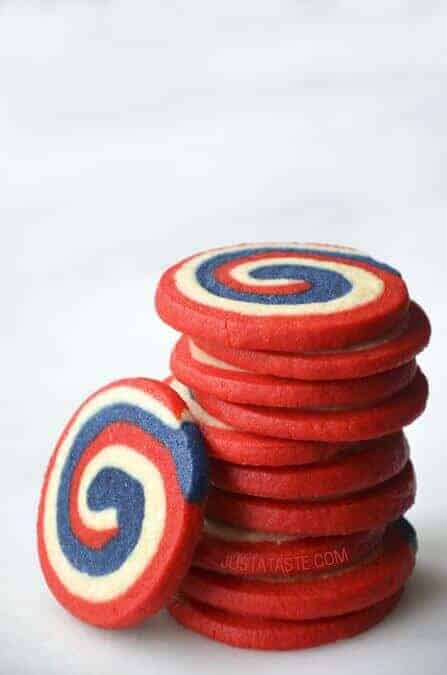 Red White and Blue Pinwheel Icebox Cookies by Just a Taste 