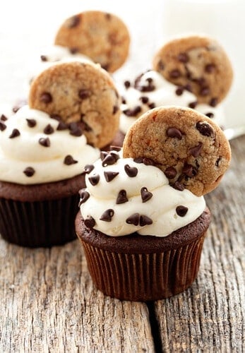 Chocolate Chip Cookie Dough Cupcakes by My Baking Addiction