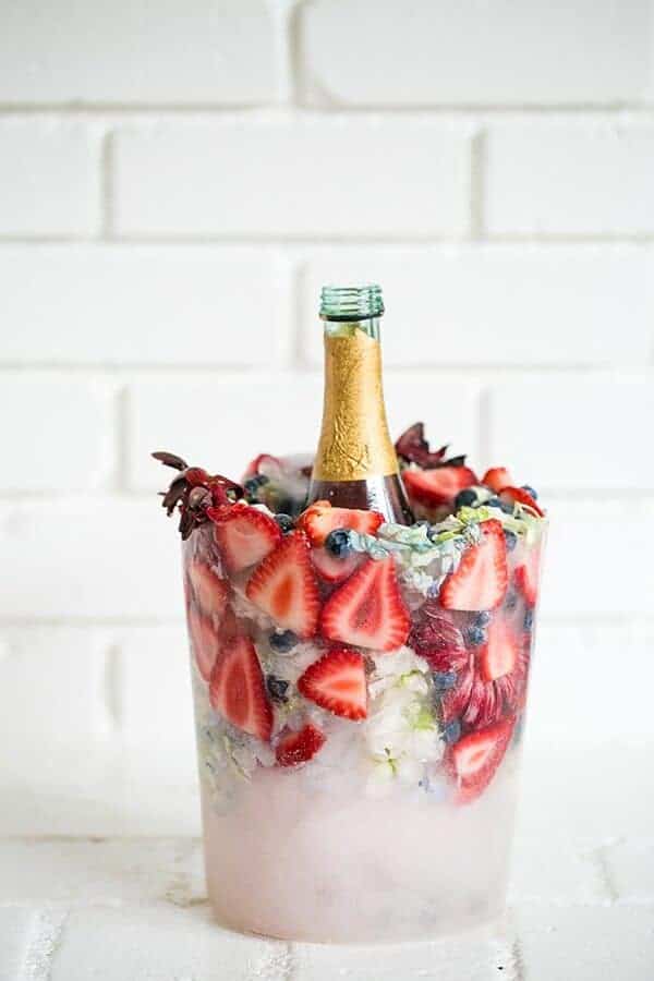 Floral and fruit ice bucket from Sugar and Charm and other genius party hacks and tips