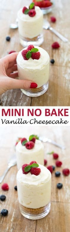 Mini No Bake Individual Vanilla Cheesecakes by Chef Savvy