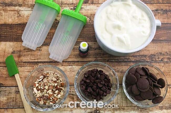 A bowl of food on a table, with Mint and Chocolate