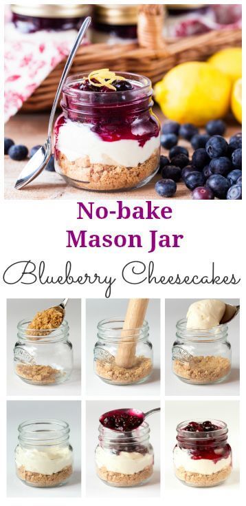 No Bake Mason Jar Blueberry Cheesecakes by Brit & Co