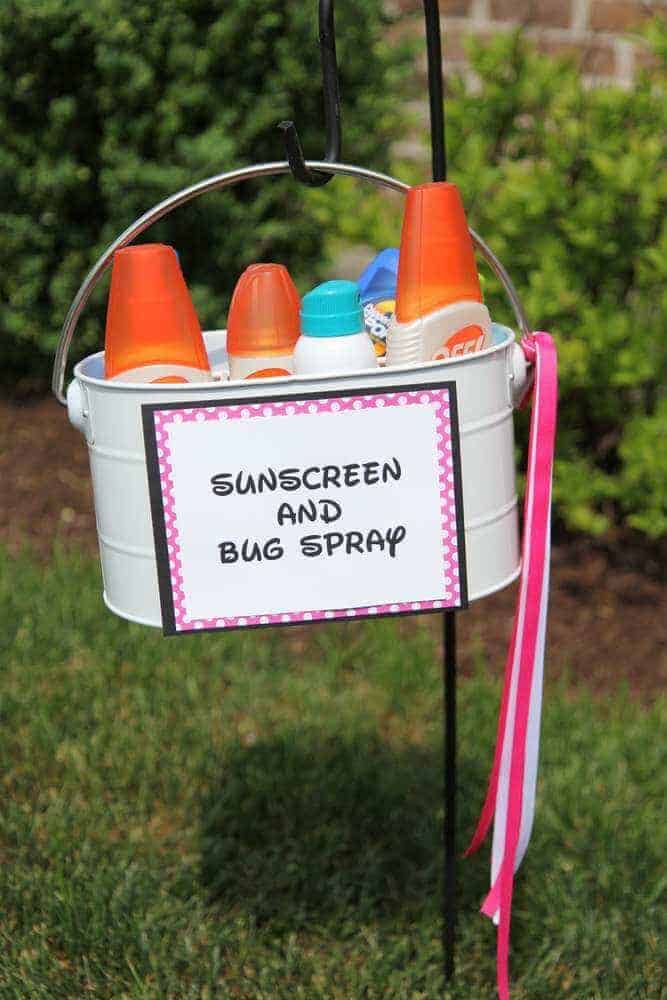 Sunscreen and Bug Spray for a party from Catch My Party and other genius party hacks and tips