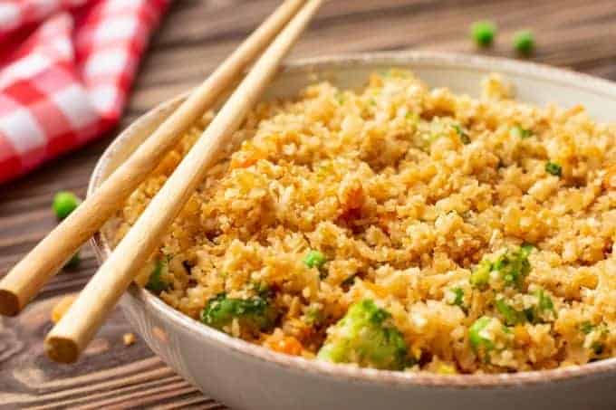 cauliflower fried rice close up