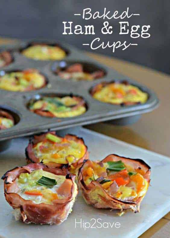 Baked Ham and Egg Cups | Hip 2 Save 