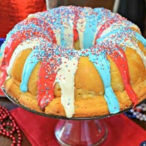 A red white and blue pound cake