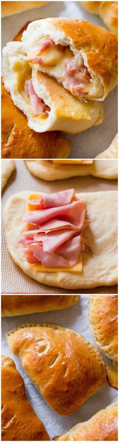 Homemade Freezer Ham and Cheese Pockets Recipe from Sally's Baking Addiction #freezermeals #makeaheadmeals "Just microwave the frozen pockets for about 2-3 minutes and you’ve got hot and melty pockets with real food packed inside."  