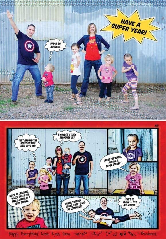 Superhero Family Christmas Card Idea by Paging Supermom
